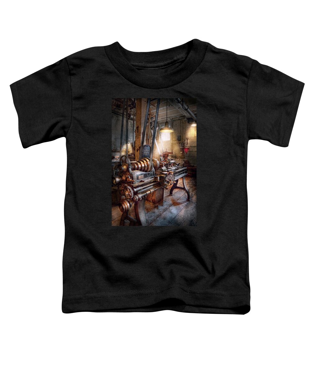 Machinists Toddler T-Shirt featuring the photograph Machinist - Fire Department Lathe by Mike Savad