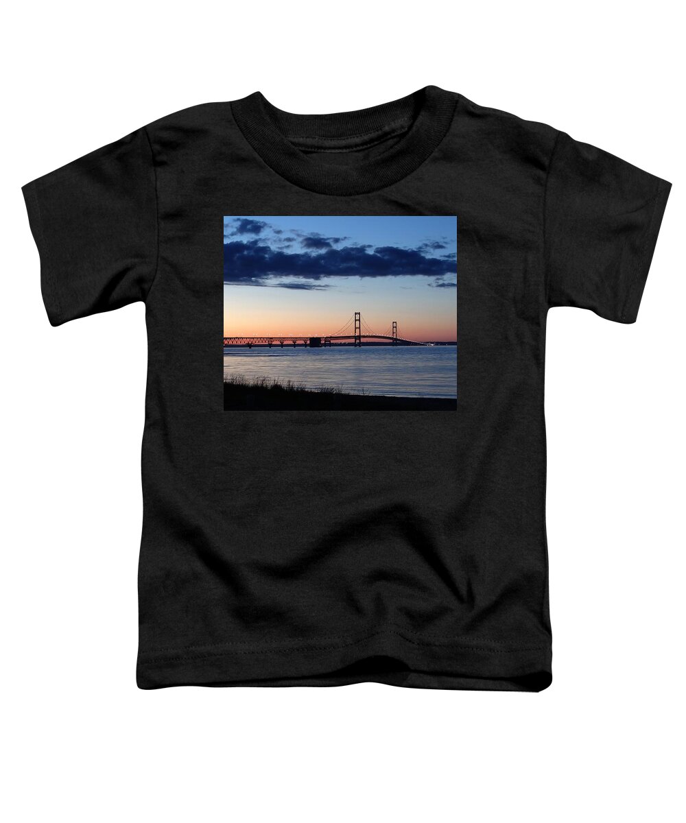 Mackinac Bridge Toddler T-Shirt featuring the photograph Mackinaw Bridge Twilight by Keith Stokes