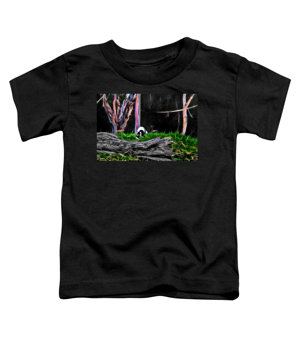 Lemur Toddler T-Shirt featuring the photograph Walk in Magical Land Of The Black and White Ruffed Lemur by Miroslava Jurcik