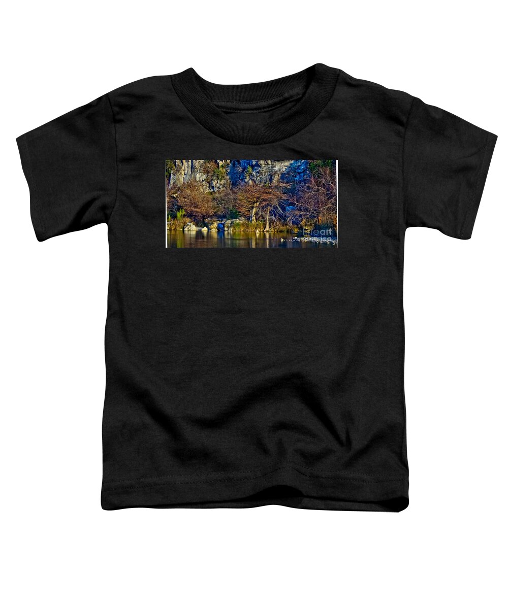 Michael Tidwell Photography Toddler T-Shirt featuring the photograph Medina River at Comanche Cliffs by Michael Tidwell
