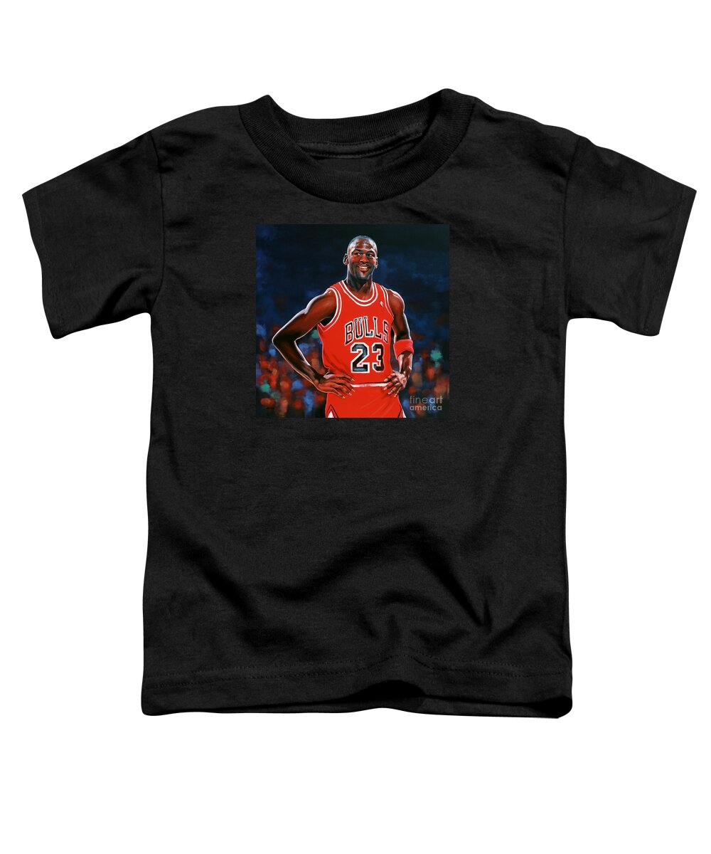 Michael Jordan Toddler T-Shirt featuring the painting Michael Jordan by Paul Meijering