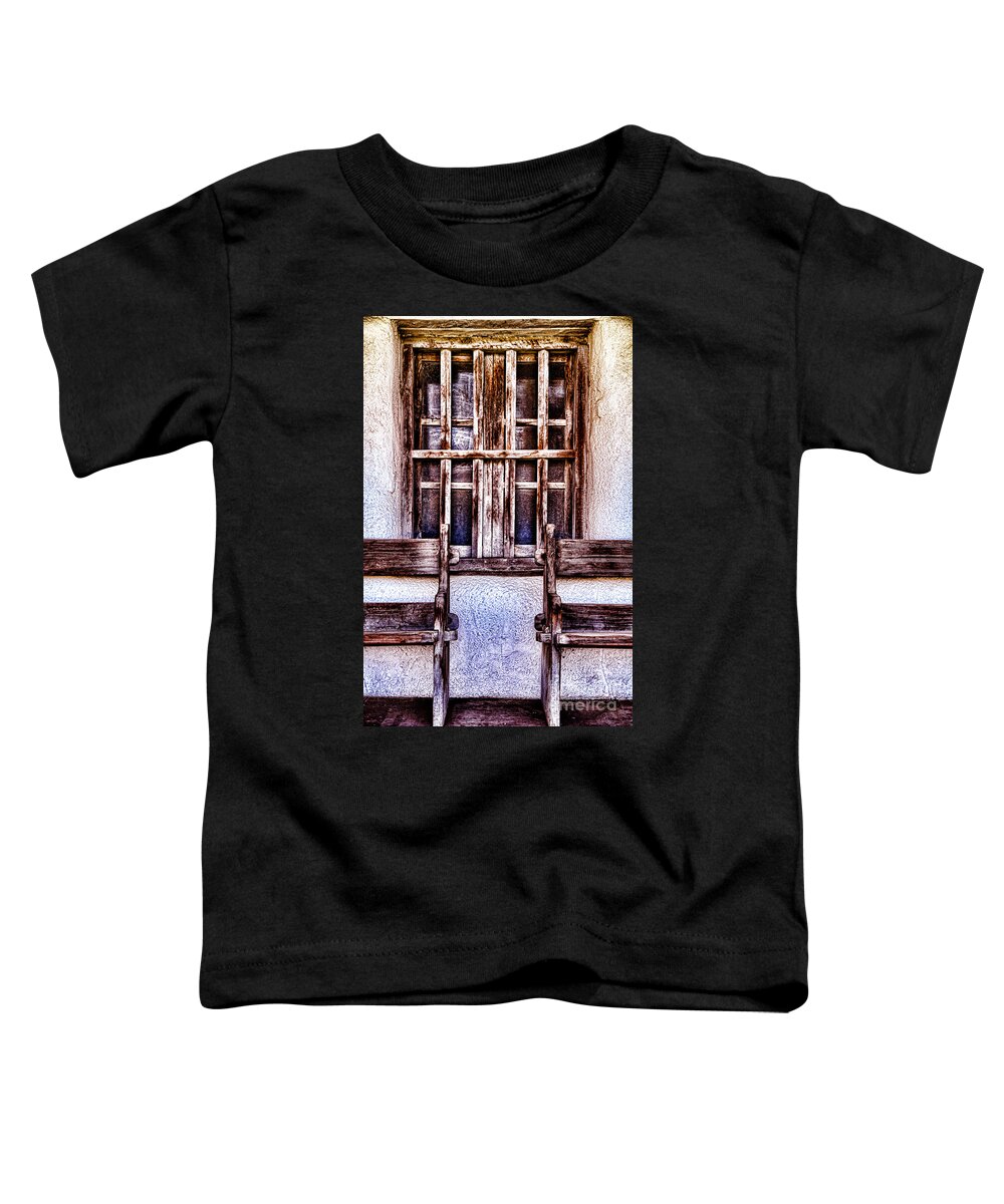 Mission Soledad Toddler T-Shirt featuring the photograph Mission Soledad Window Seating By Diana Sainz by Diana Raquel Sainz