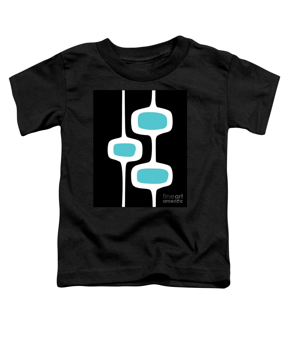 Black Toddler T-Shirt featuring the digital art Mod Pod 2 White on Black by Donna Mibus