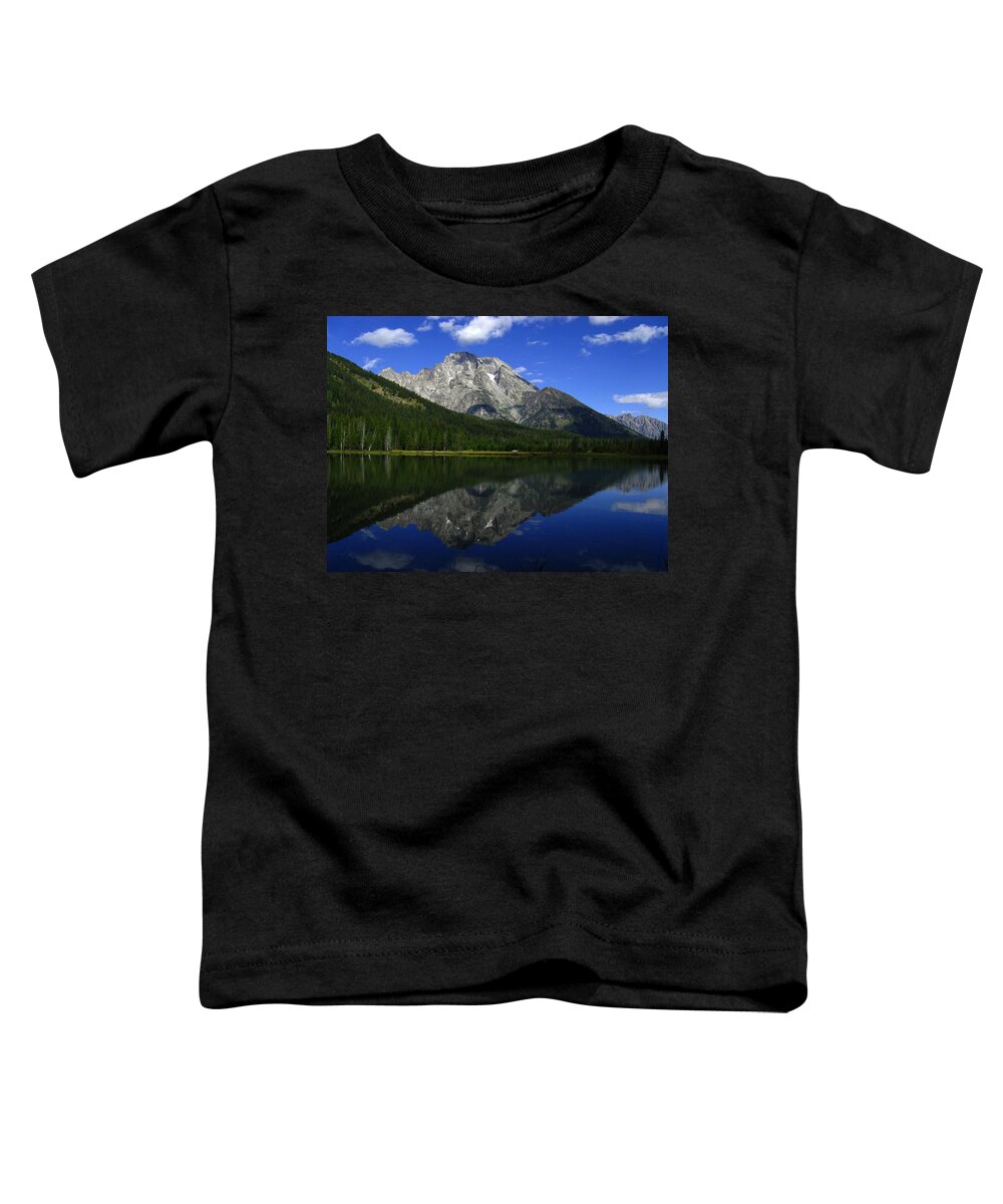 Mount Moran Toddler T-Shirt featuring the photograph Mount Moran and String Lake by Raymond Salani III