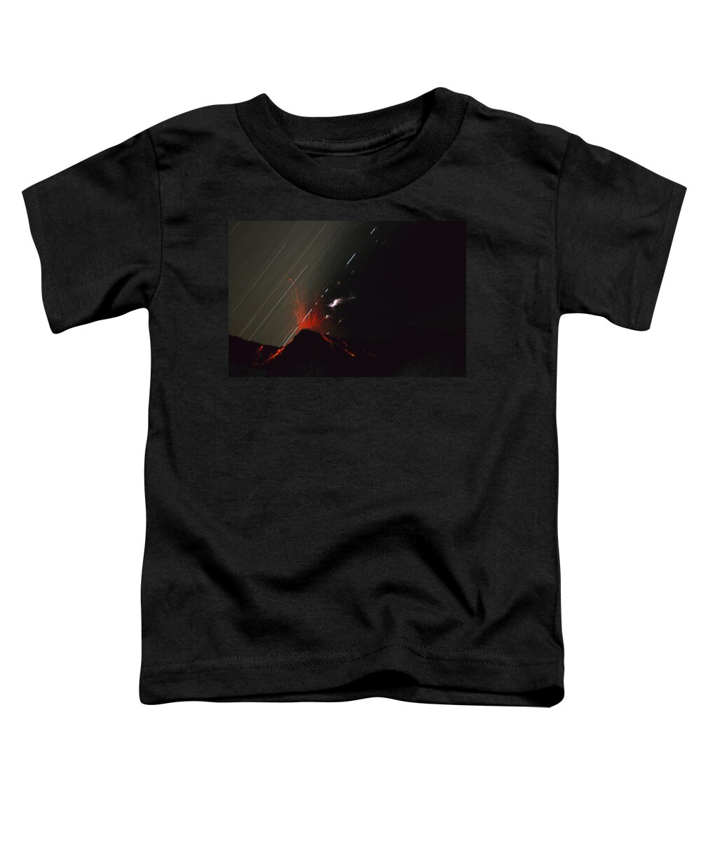 Feb0514 Toddler T-Shirt featuring the photograph Mt Ruapehu Eruption Time Exposure New by Mark Jones