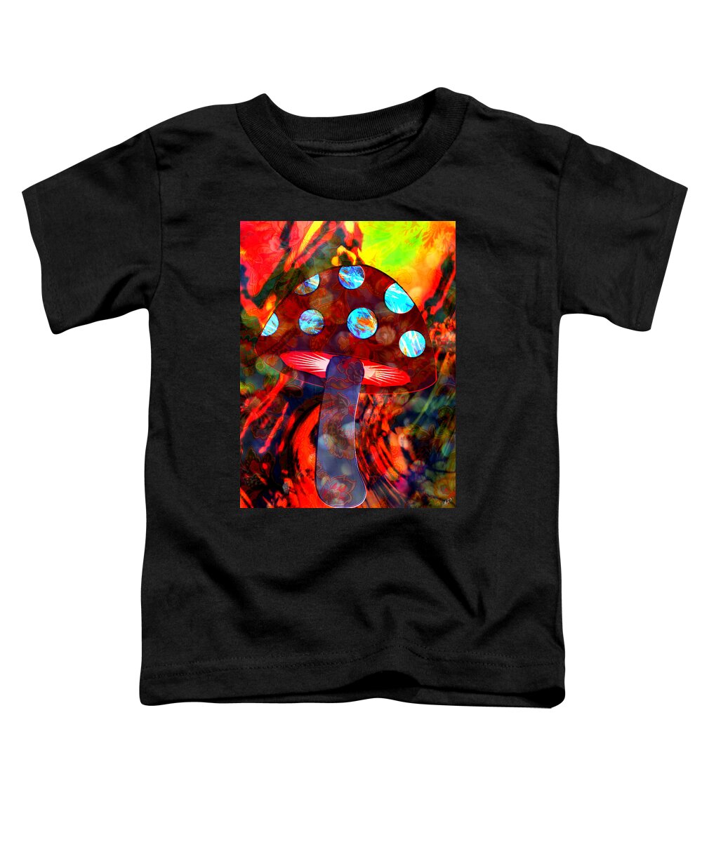Psychedelic Toddler T-Shirt featuring the mixed media Mushroom Delight by Ally White