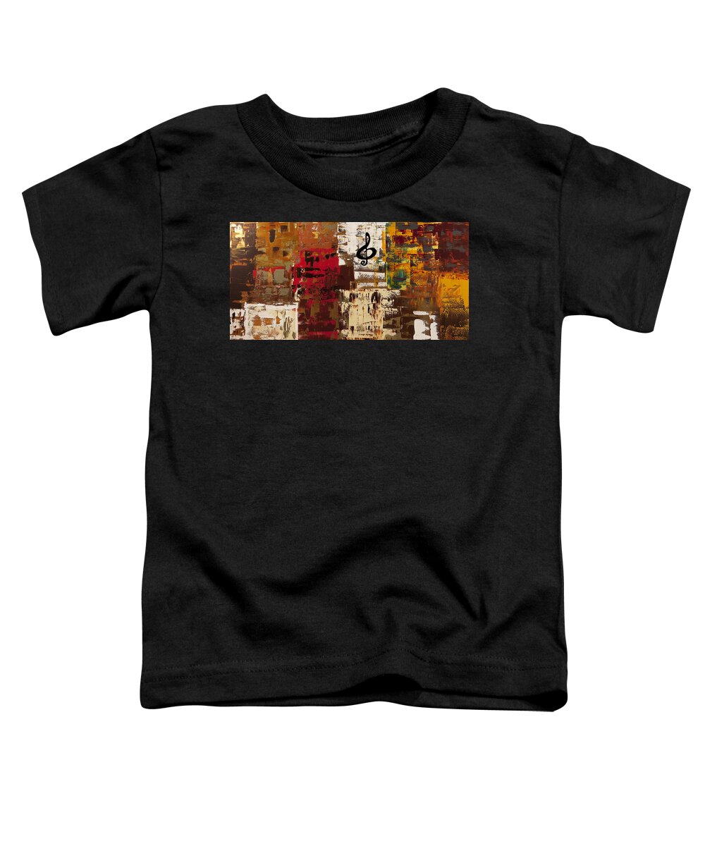 Music Abstract Art Toddler T-Shirt featuring the painting Music World Tour by Carmen Guedez