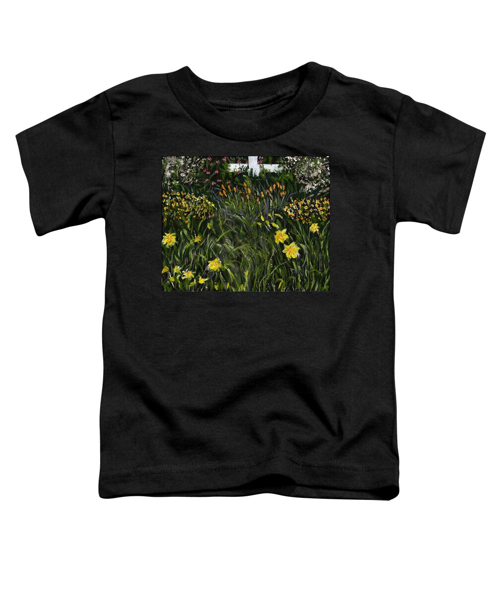 Flowers Toddler T-Shirt featuring the painting My Neighbor's Garden by Alice Faber