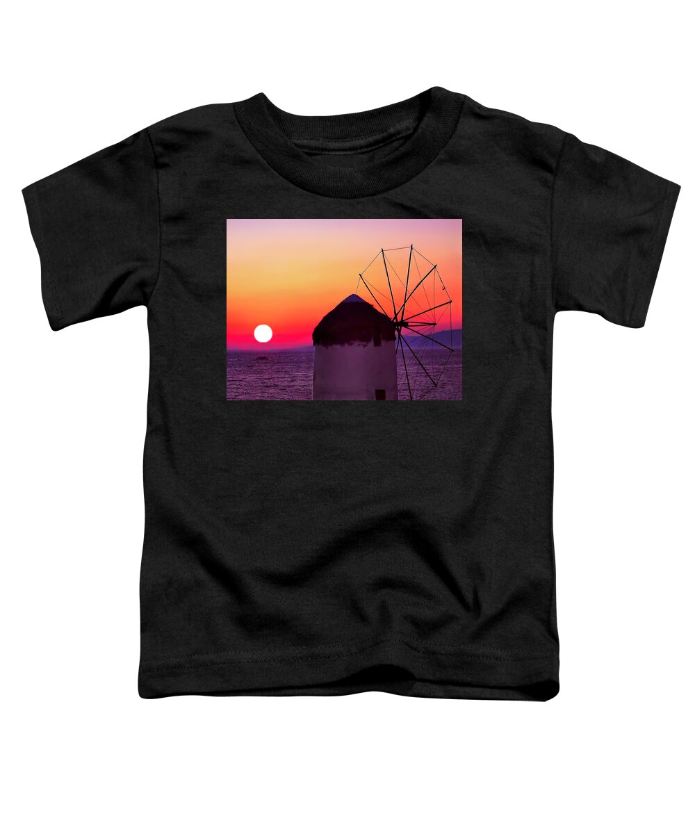 Mykonos Toddler T-Shirt featuring the photograph Mykonos Sunset by Mitchell R Grosky