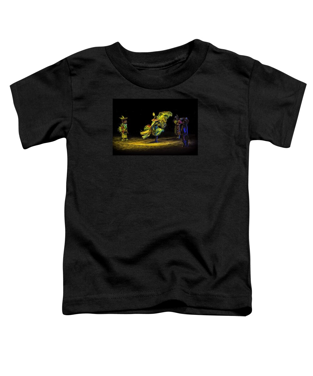 Native American Fancy Shawl Dance Toddler T-Shirt featuring the photograph Native American Fancy Scarf Dancer by Priscilla Burgers