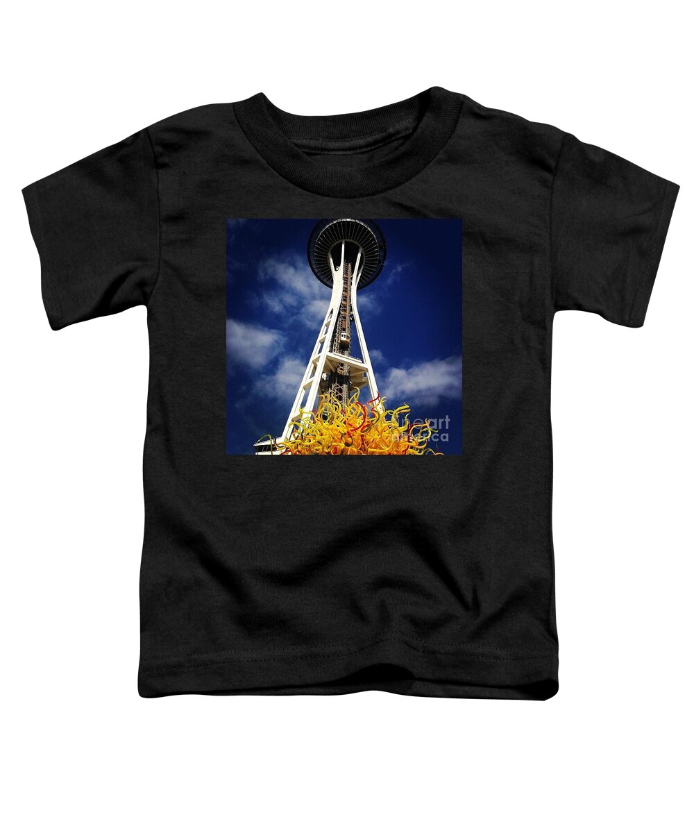 Space Needle Toddler T-Shirt featuring the photograph Needle and Glass by Denise Railey