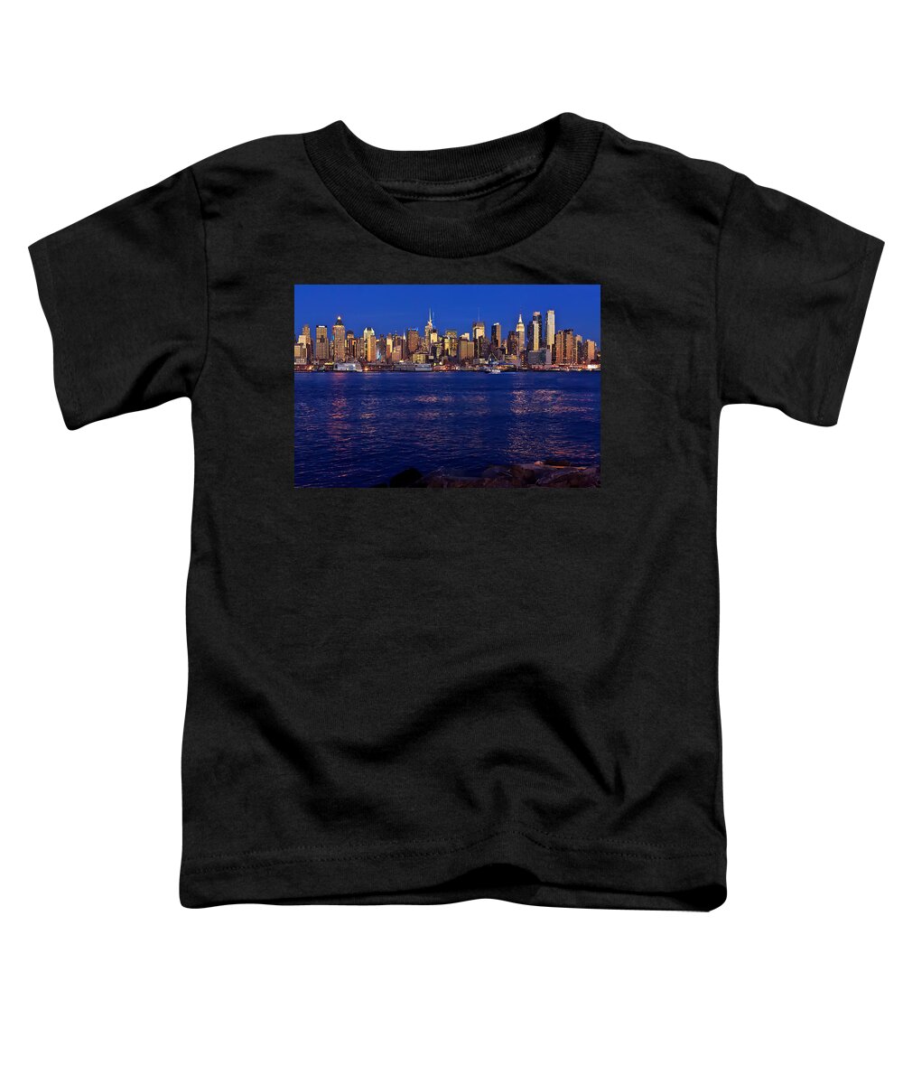 Best New York Skyline Photos Toddler T-Shirt featuring the photograph New York City from Weehawken in New Jersey by Mitchell R Grosky