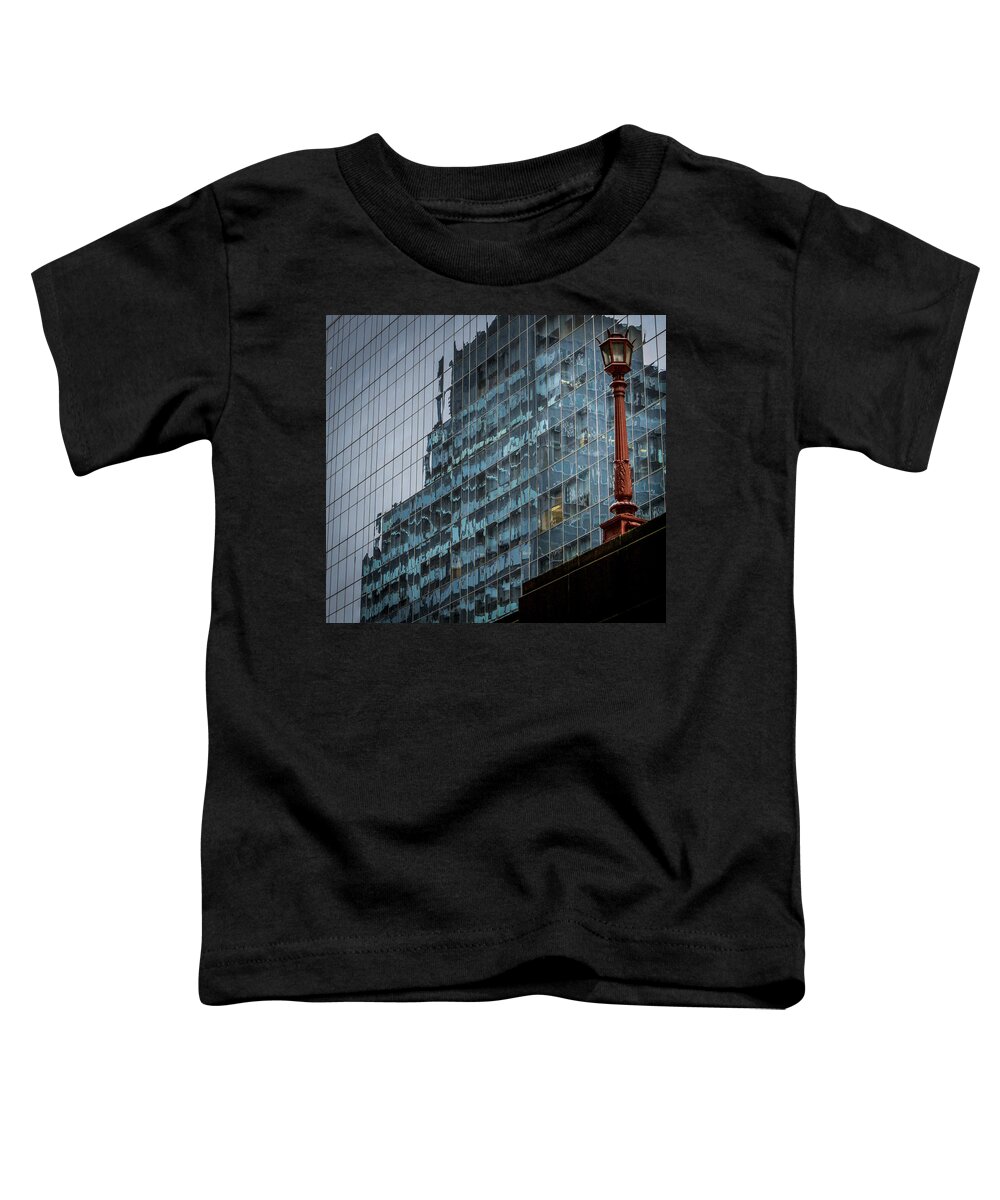 New York Toddler T-Shirt featuring the photograph NY Reflections with Lamp by Jean Noren