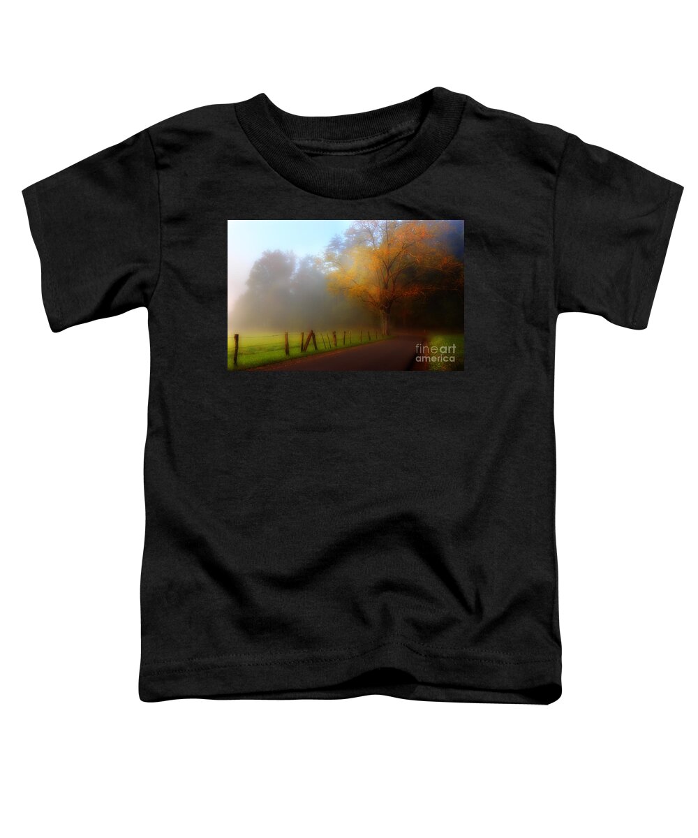 Cades Cove Toddler T-Shirt featuring the photograph October And Fog by Michael Eingle