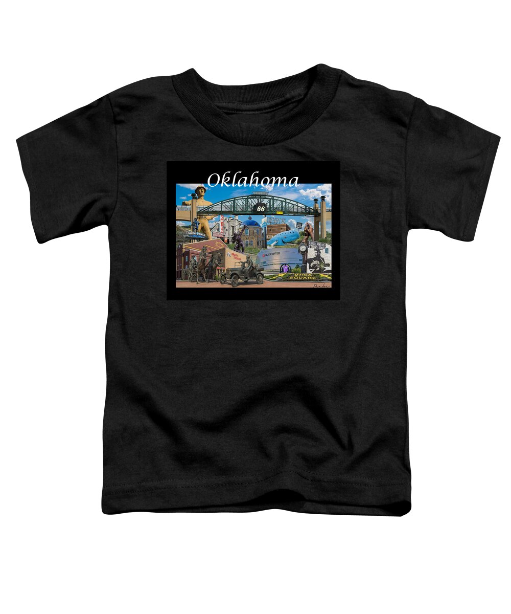 Oklahoma Toddler T-Shirt featuring the photograph Oklahoma Collage with words by Bert Peake