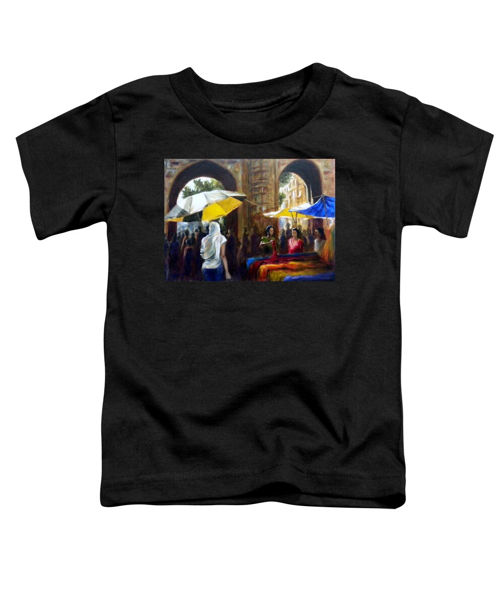 Old City Toddler T-Shirt featuring the painting Old city Ahmedabad series 8 by Uma Krishnamoorthy