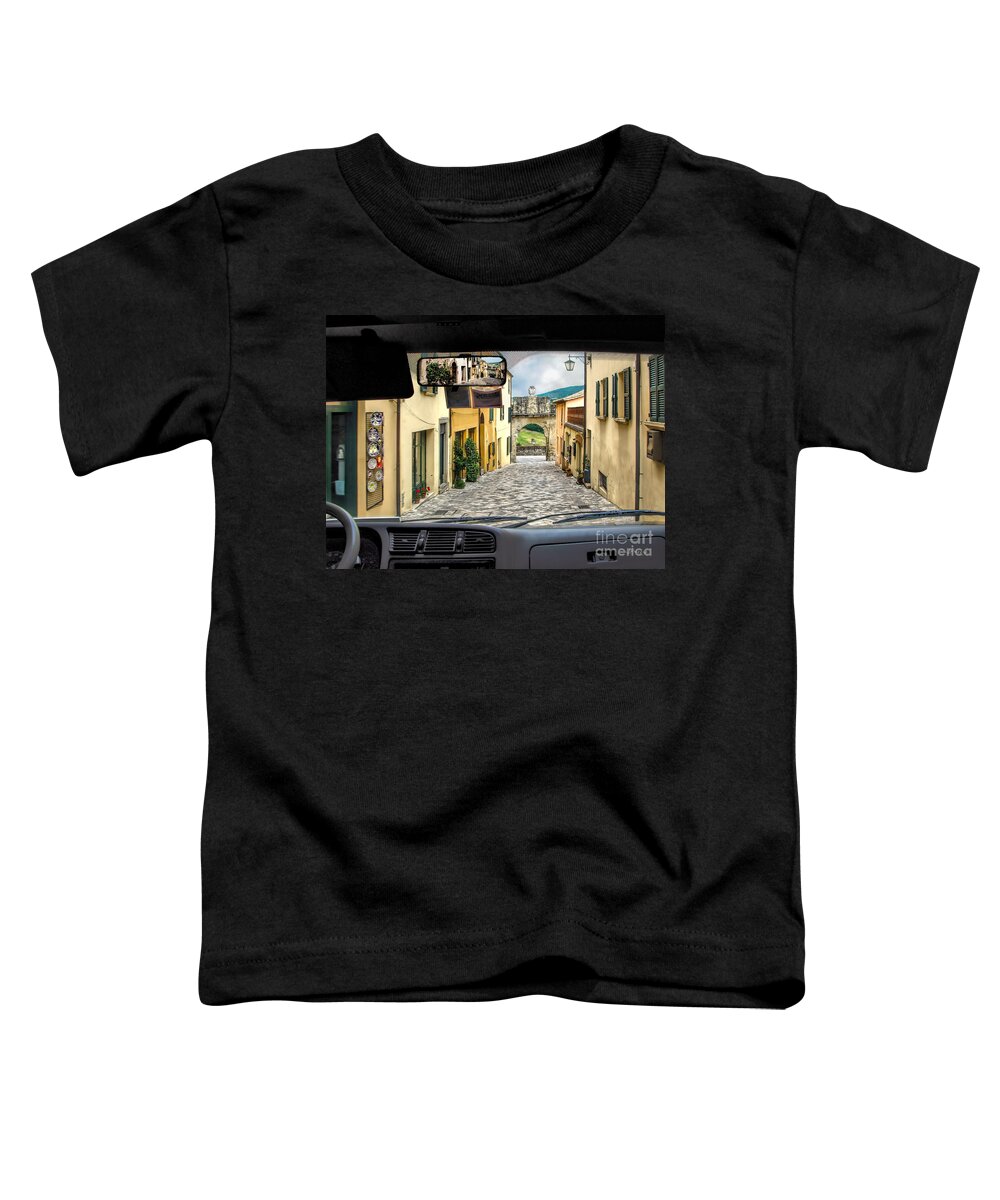 San Leo Toddler T-Shirt featuring the photograph On the Road in San Leo.Italy by Jennie Breeze