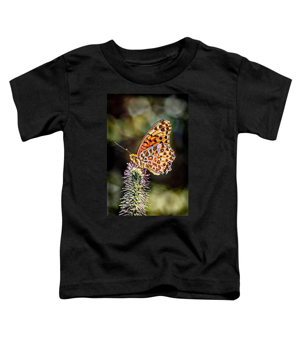 Artwork Toddler T-Shirt featuring the digital art On the Wings of a Butterfly... by Lilia S