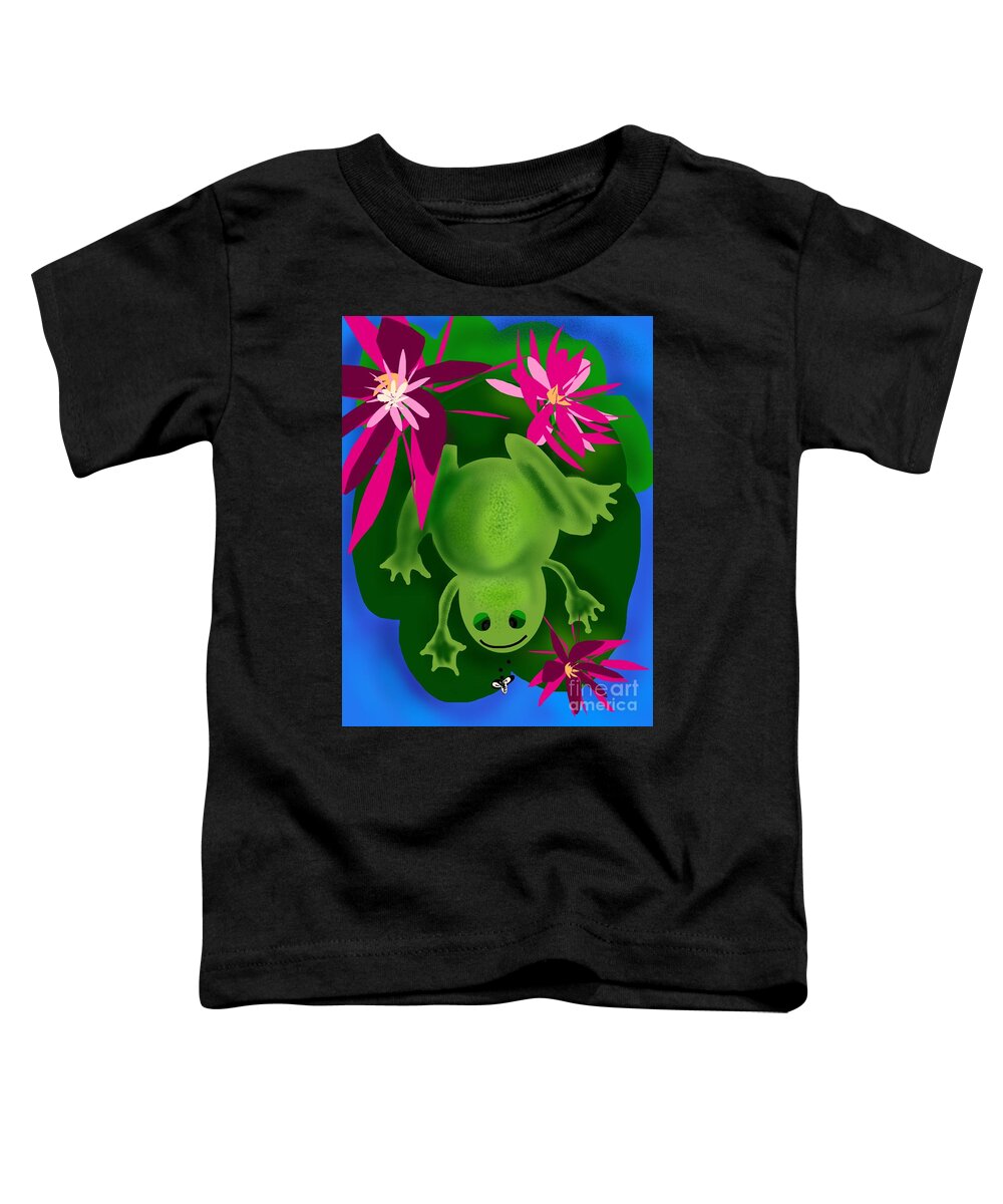 Frog Toddler T-Shirt featuring the digital art One Frogs Dinner by Christine Fournier