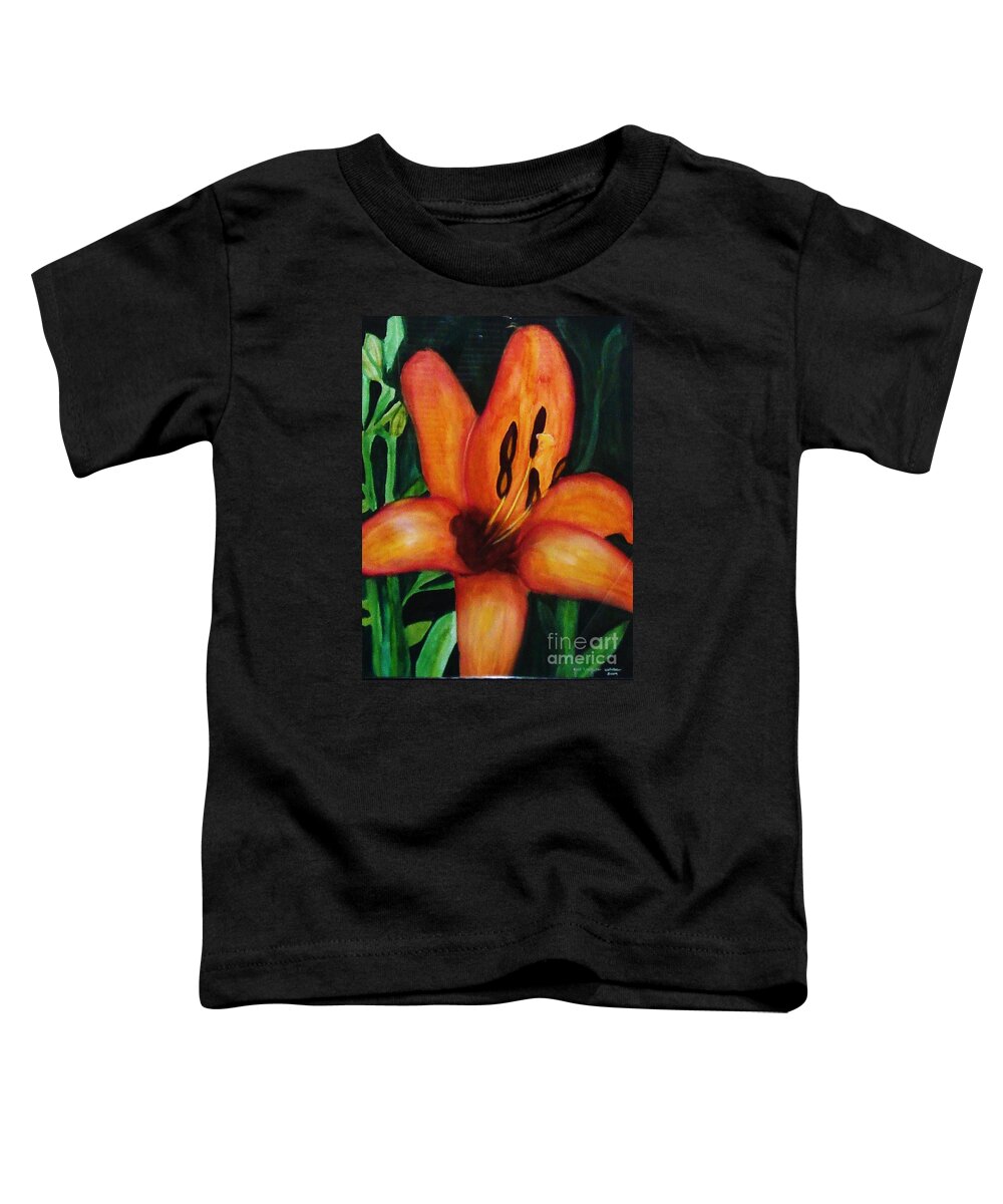  Flower Paintings Toddler T-Shirt featuring the painting Beautiful Lily Flower by Yael VanGruber