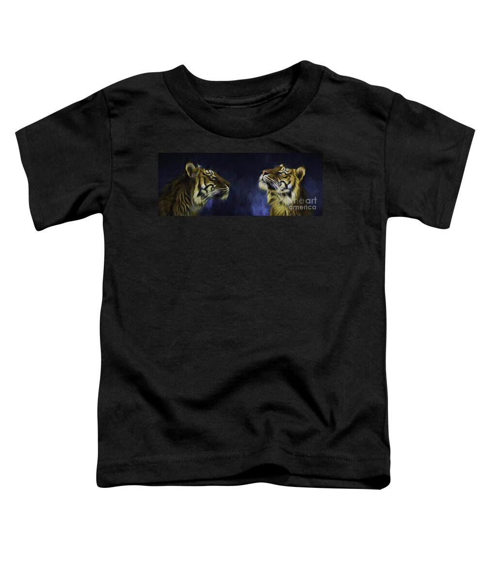 Big Cats Toddler T-Shirt featuring the photograph Pair of Sumatran tigers by Sheila Smart Fine Art Photography