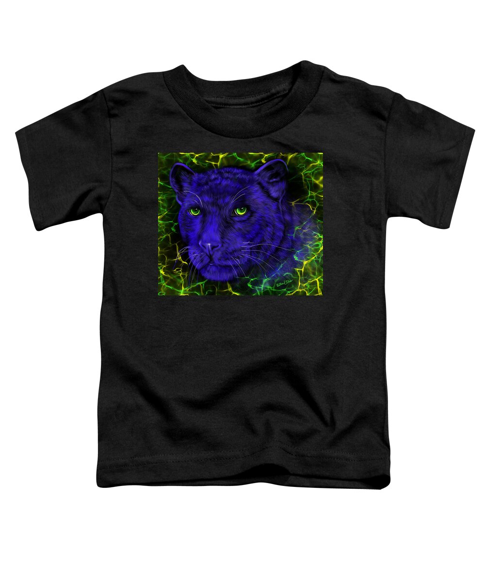 Panther Toddler T-Shirt featuring the digital art Panther Blues Electric by Billie Jo Ellis