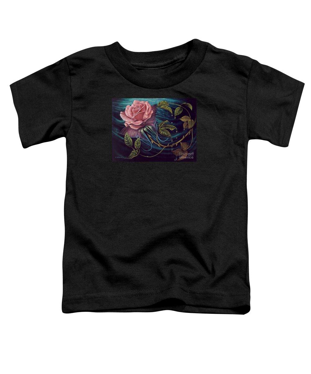 Rose Toddler T-Shirt featuring the painting Papalotl Rosalis by Ricardo Chavez-Mendez