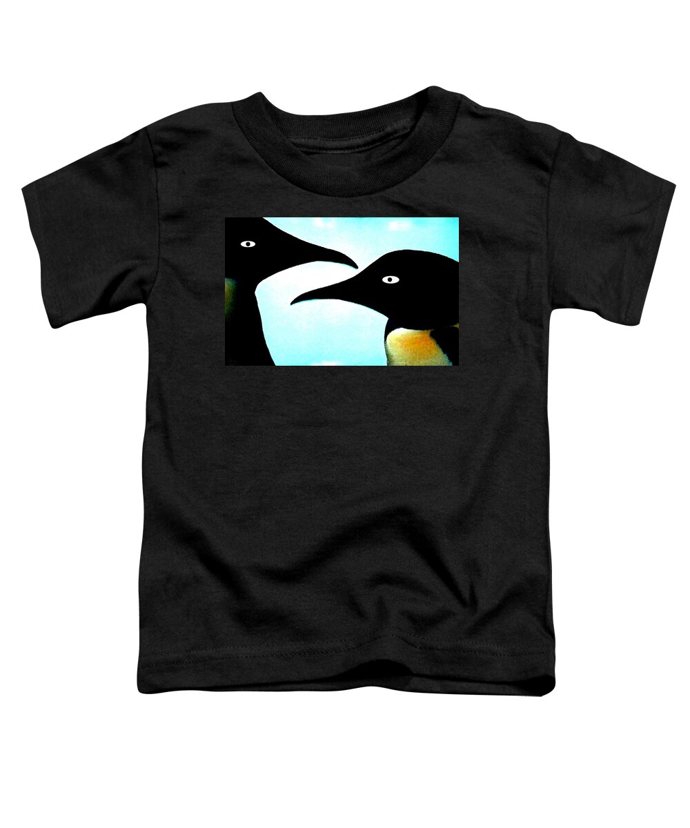 Colette Toddler T-Shirt featuring the painting Penquin Love by Colette V Hera Guggenheim