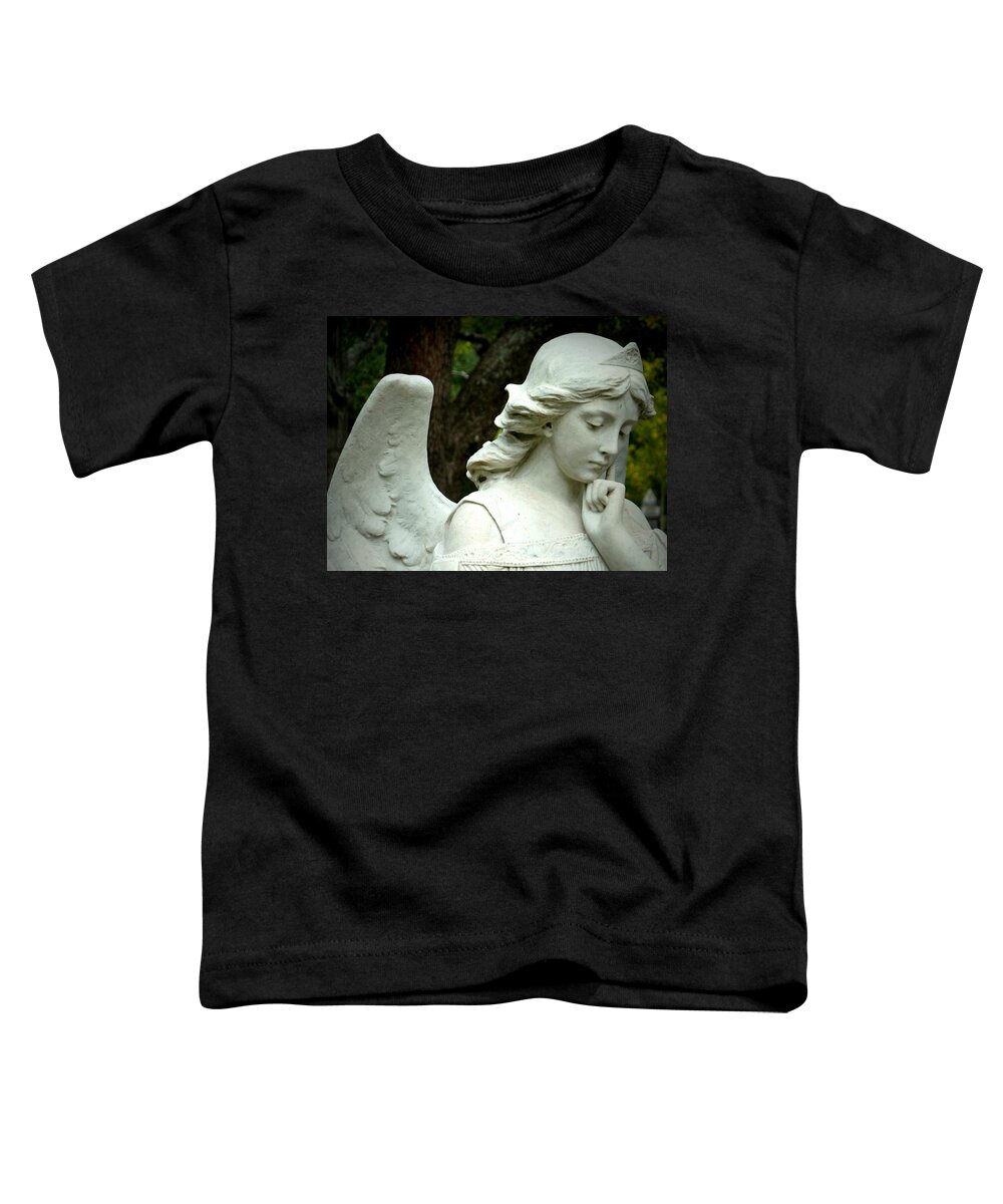 Pensive Angel Toddler T-Shirt featuring the photograph Pensive by Gia Marie Houck