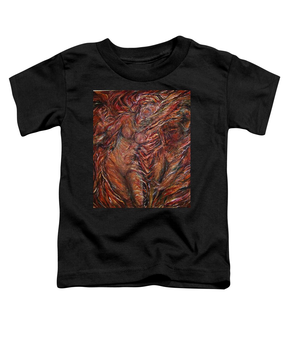Female Toddler T-Shirt featuring the painting Trumpets aired by Dawn Fisher
