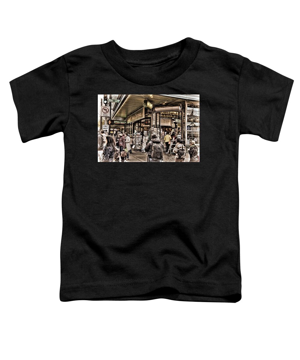 Seattle Toddler T-Shirt featuring the photograph Pike and First by Spencer McDonald