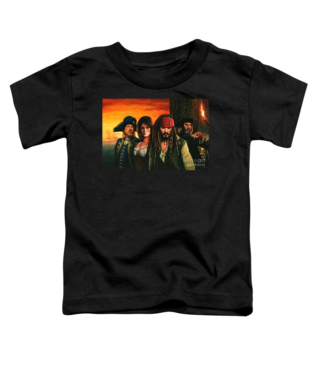 Pirates Of The Caribbean Toddler T-Shirt featuring the painting Pirates of the Caribbean by Paul Meijering