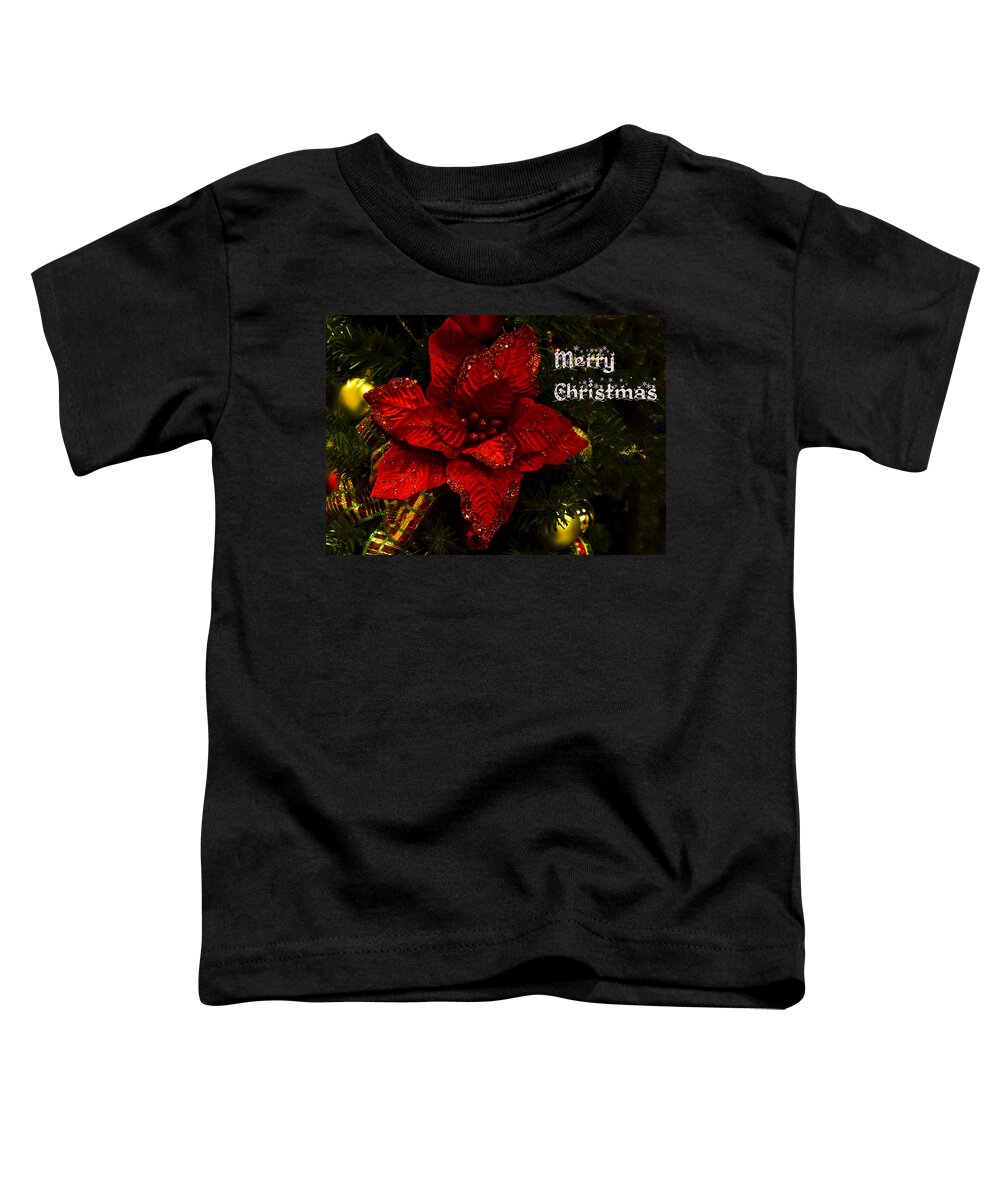 Poinsettia Toddler T-Shirt featuring the photograph Poinsettia Christmas Greeting Card by Mark Andrew Thomas