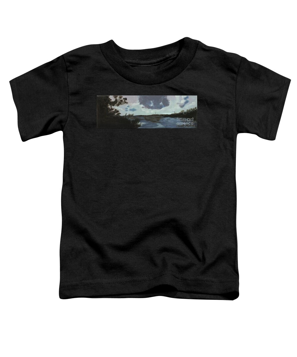 Blue Skies Toddler T-Shirt featuring the painting Pointe aux Chein Blue Skies by Carol Oufnac Mahan