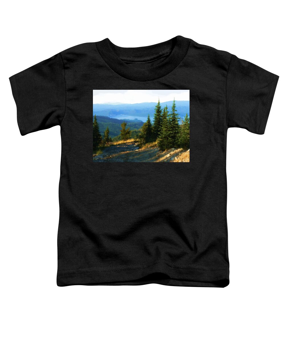 Landscape Toddler T-Shirt featuring the digital art Priest Lake Trail by Debra Baldwin