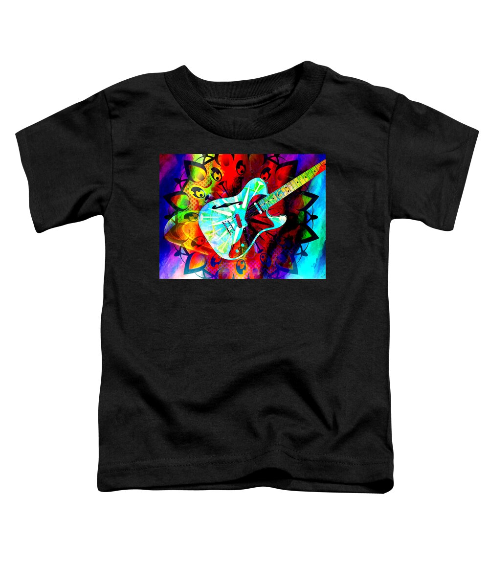 Guitar Toddler T-Shirt featuring the painting Psychedelic Guitar by Ally White