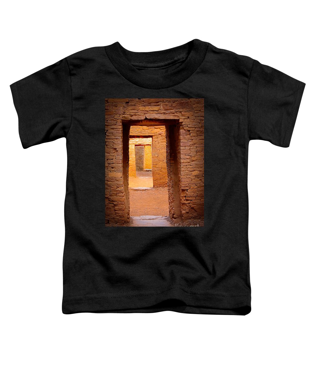America Toddler T-Shirt featuring the photograph Pueblo Doorways by Inge Johnsson