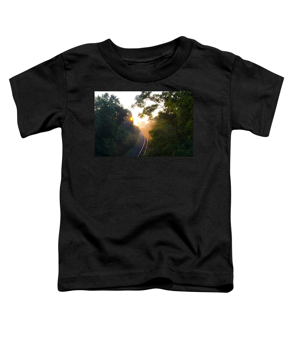 Rail Toddler T-Shirt featuring the photograph Rail Road Sunrise by Bill Cannon