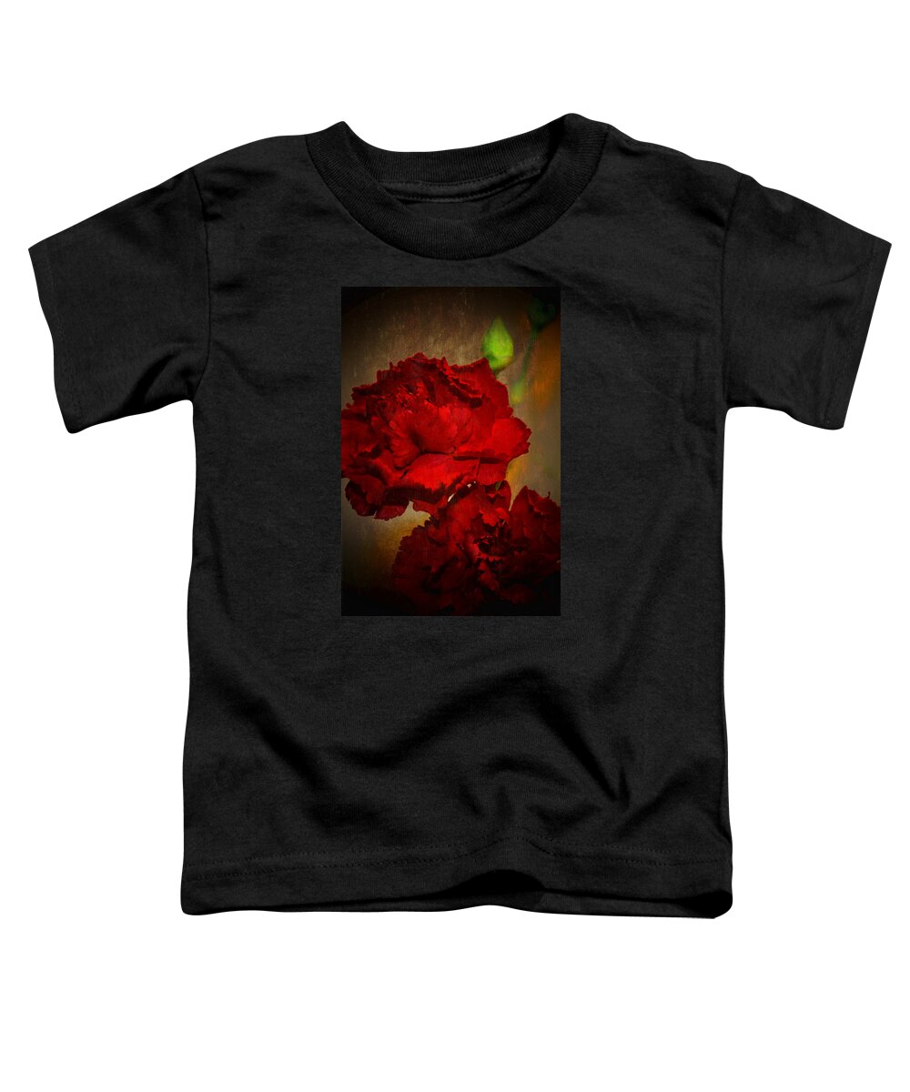 Carnation Toddler T-Shirt featuring the photograph Red Carnations by Susan McMenamin