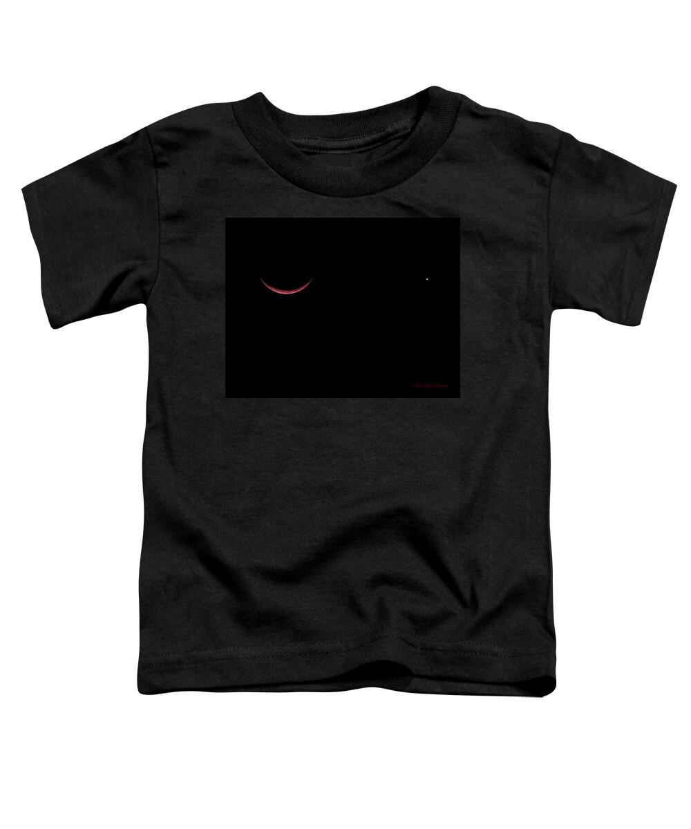 Celestial Toddler T-Shirt featuring the photograph Red Crescent Moon and Venus by Lucy VanSwearingen