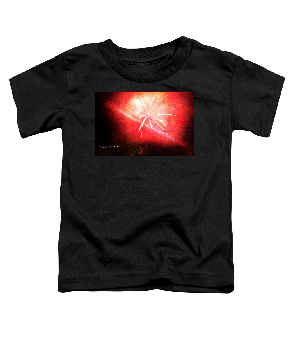 Fireworks Toddler T-Shirt featuring the photograph Red fireworks as painting by Karl Rose