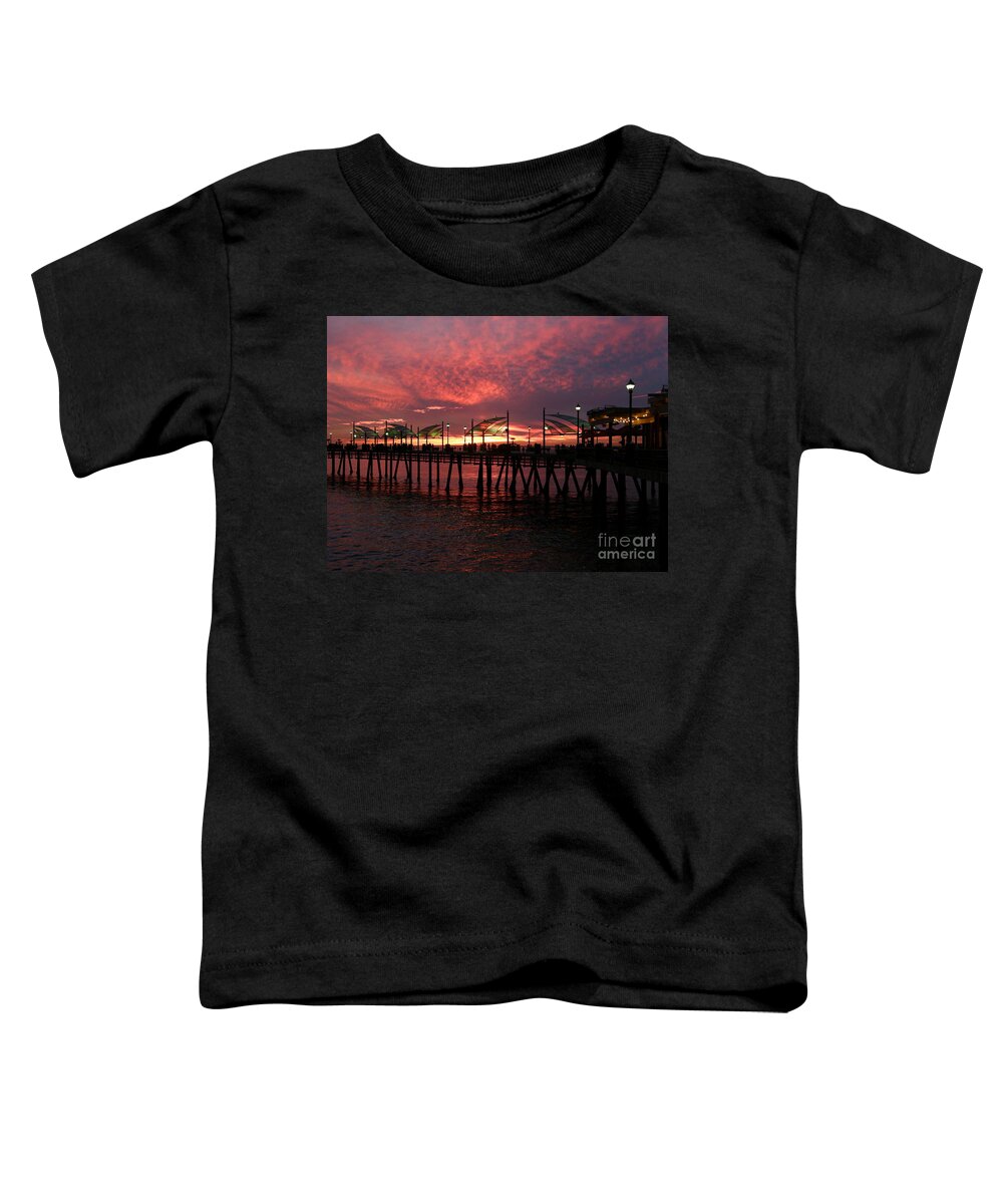 Redondo Beach Pier Toddler T-Shirt featuring the photograph Redondo Beach Pier at Sunset by Bev Conover