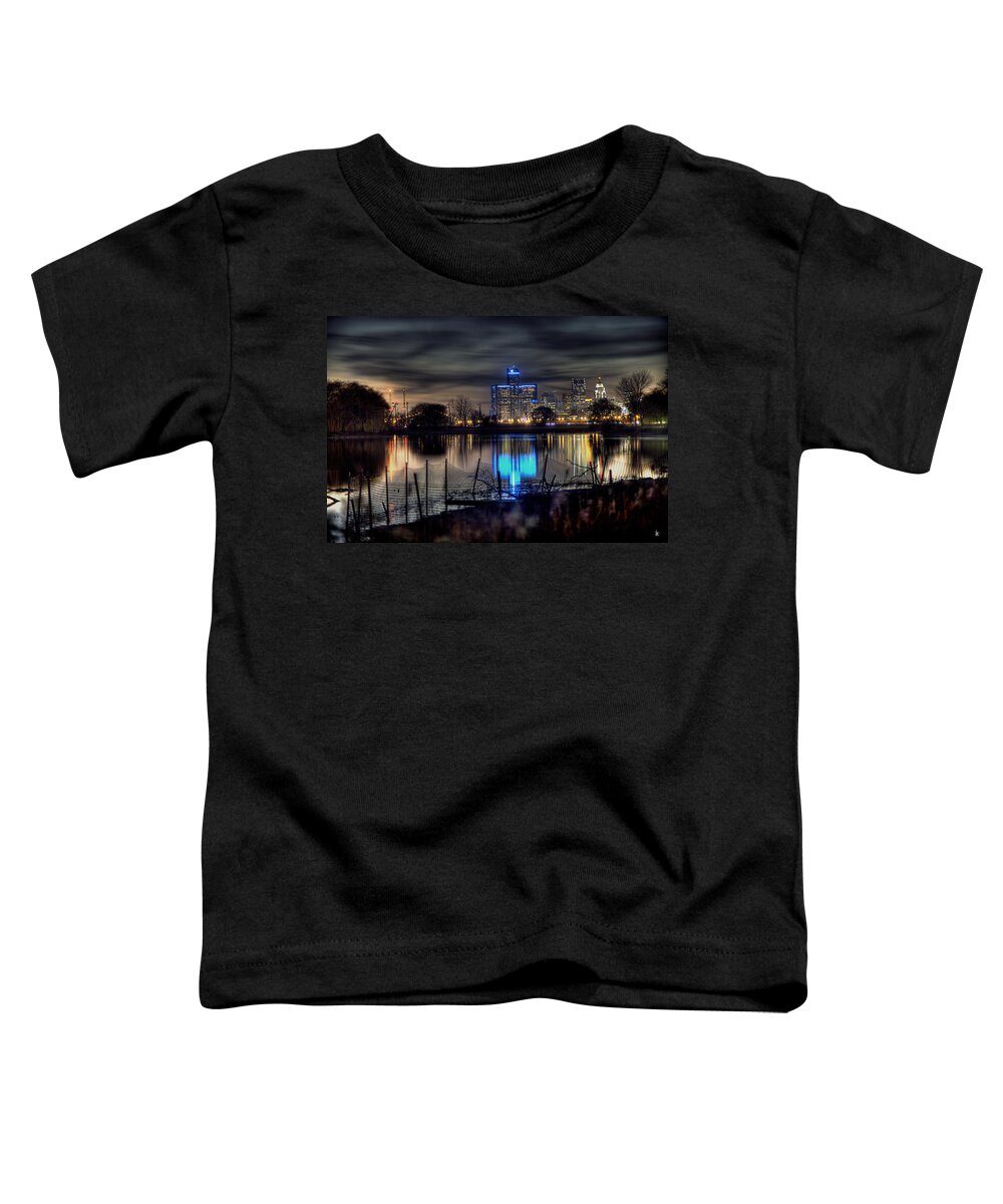 Detroit Michigan Toddler T-Shirt featuring the photograph Reflection Of The Heart Of Detroit MI by A And N Art