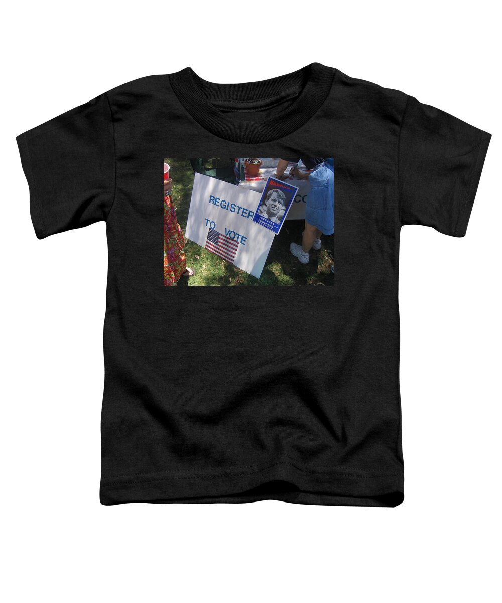 Register To Vote Bobby Kennedy Poster Sylver Short Hand Peart Park Casa Grande Arizona 2004 Toddler T-Shirt featuring the photograph Register to vote Bobby Kennedy poster Sylver Short hand Peart Park Casa Grande Arizona 2004 by David Lee Guss