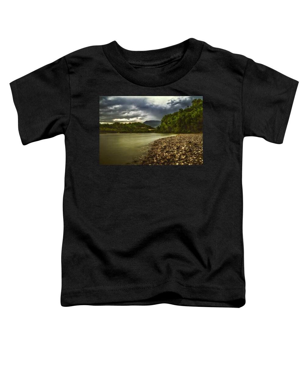 Color Efex Pro Toddler T-Shirt featuring the photograph River below the clouds by Roberto Pagani
