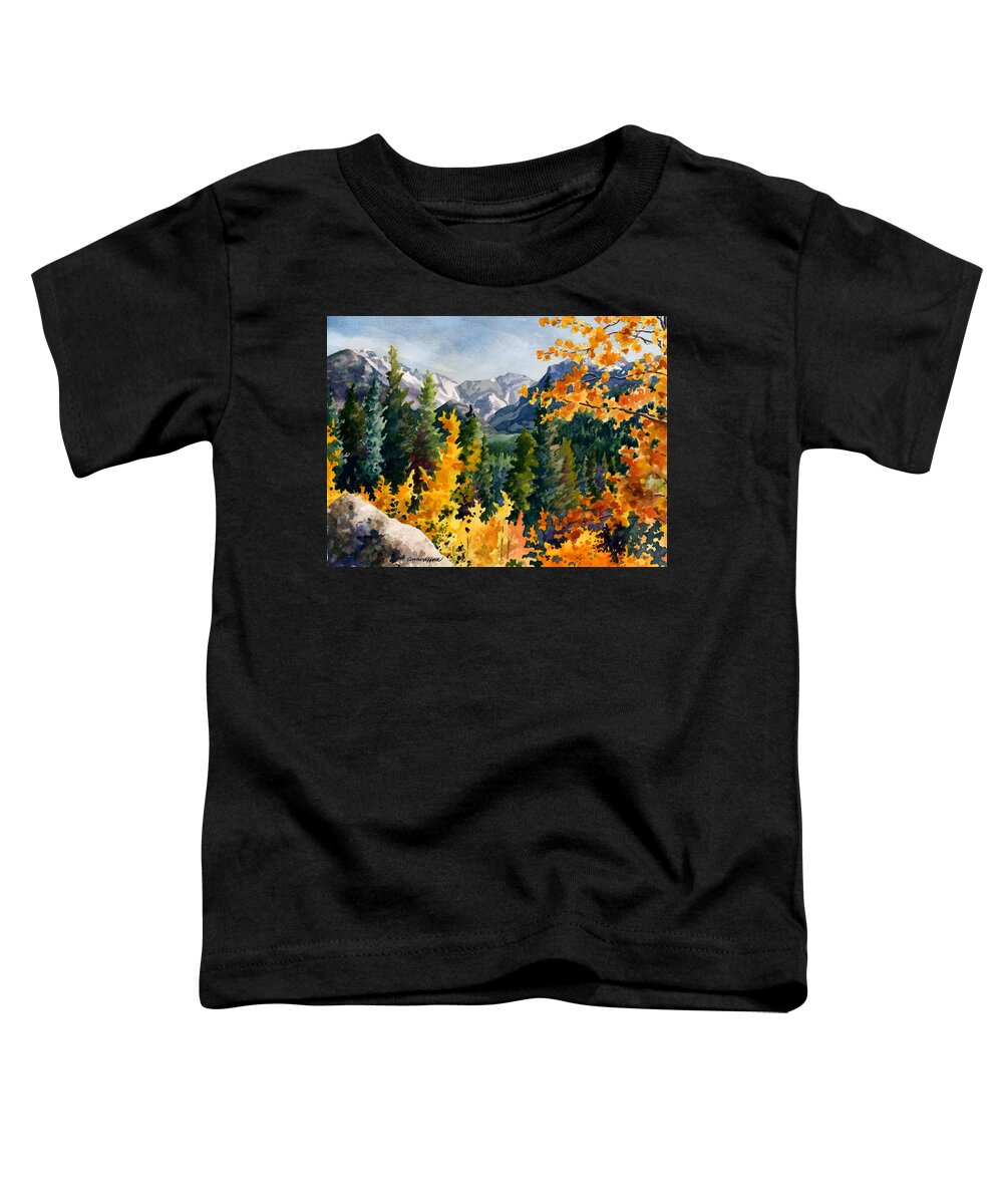 Autumn Trees Painting Toddler T-Shirt featuring the painting Rocky Mountain National Park by Anne Gifford