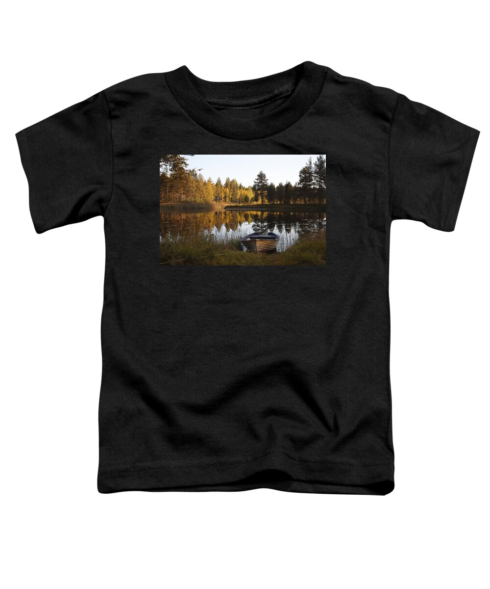 Anundsjoe Toddler T-Shirt featuring the photograph Rowing boat at a lake - available for licensing by Ulrich Kunst And Bettina Scheidulin