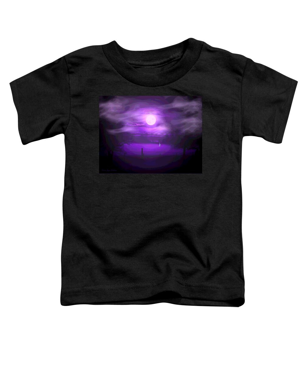 Moon Toddler T-Shirt featuring the digital art Sailing In The Moonlight by Joyce Dickens