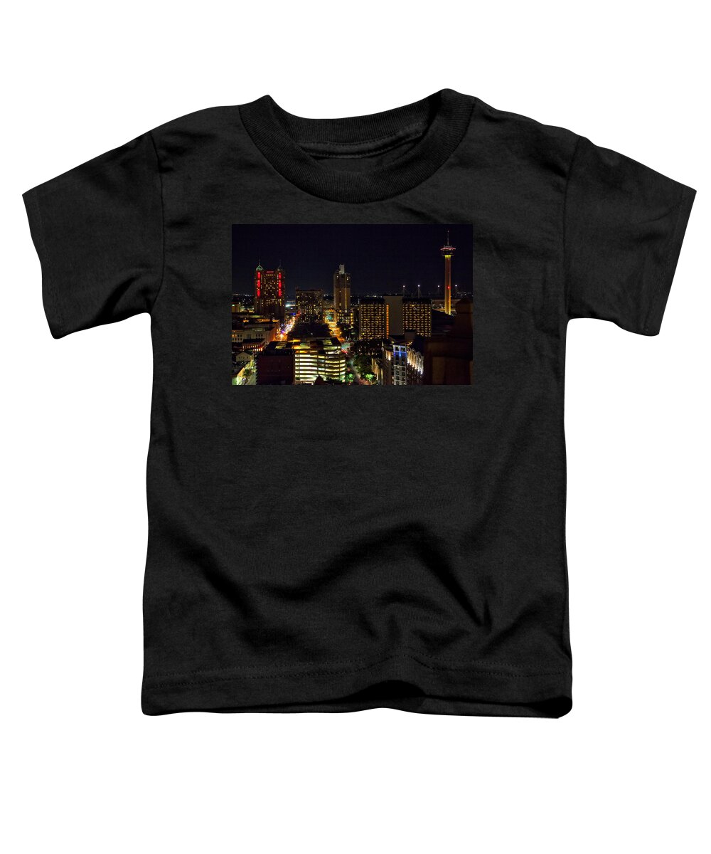San Antonio Toddler T-Shirt featuring the photograph San Antonio Night by Diana Powell