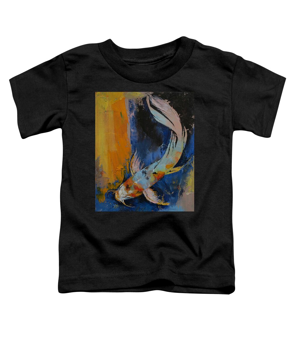 Sanshoku Koi Toddler T-Shirt featuring the painting Sanshoku Koi by Michael Creese